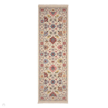 Nomad Floral Traditional Persian Floral Medallion Border Textured Low-Profile Wool Blend Loop Pile Ivory/Multicolour Runner-Melrose-Rug Love - The Most Loved Rug Store